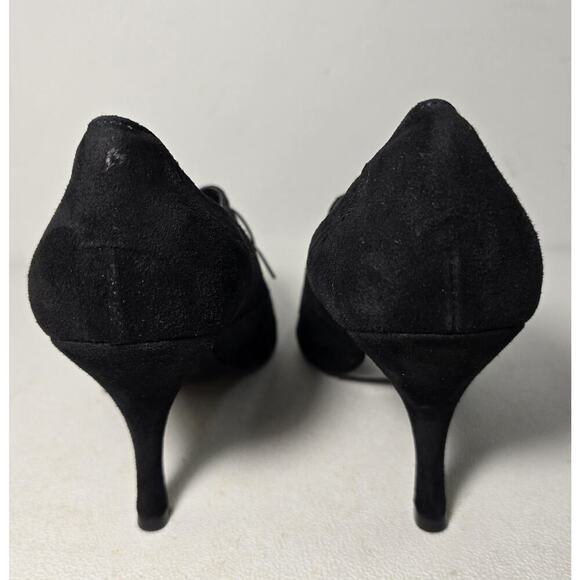 Lumiani Lace Up Oxford Style Heels Black Suede Made in Italy Sz 40/US 9-9.5 - Picture 6 of 9